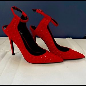 Aldo Fire Red Yadori Pointy Studded Pumps